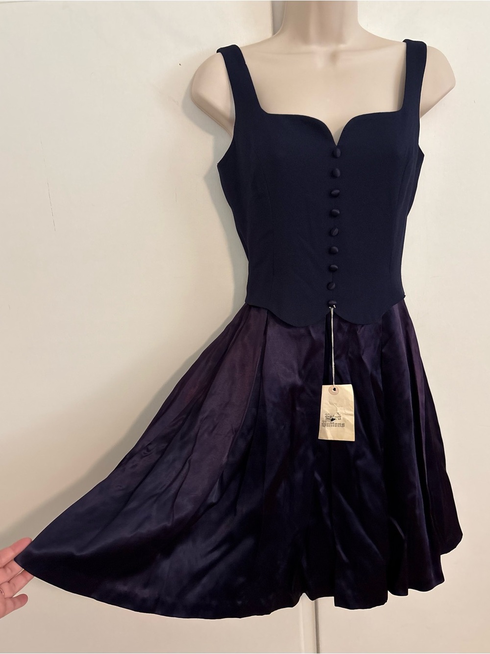 Vintage Possibly Never Worn Elizabeth Wayman Size 2 Blue Wavy Cocktail Dress